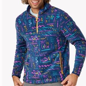 Chubbies Men’s The Chilly Vibe Quarter Zip Fleece Pullover Sweater in Navy Sz M